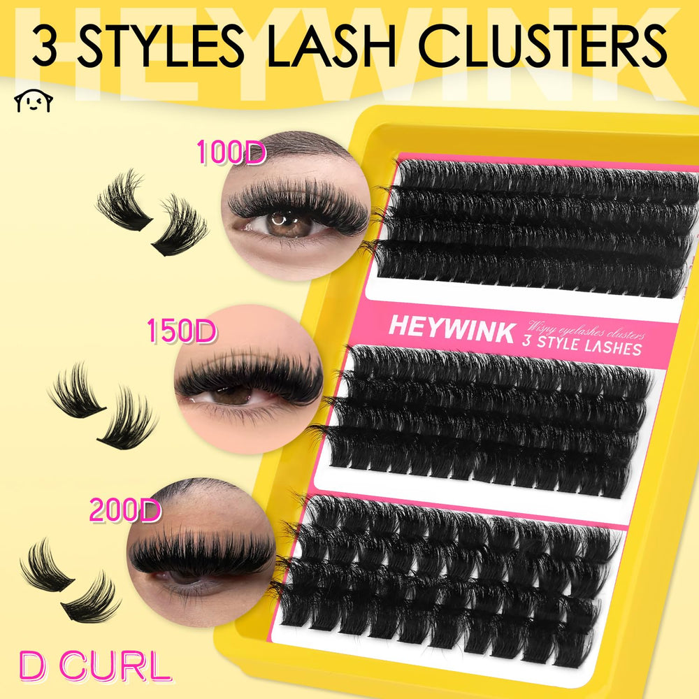 HEYWINK lash cluster bundles feature flexible bases for comfort.
