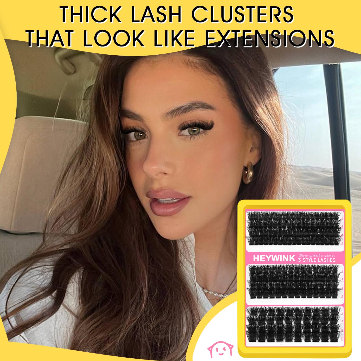 HEYWINK lash clusters offer density options for day-to-night looks.