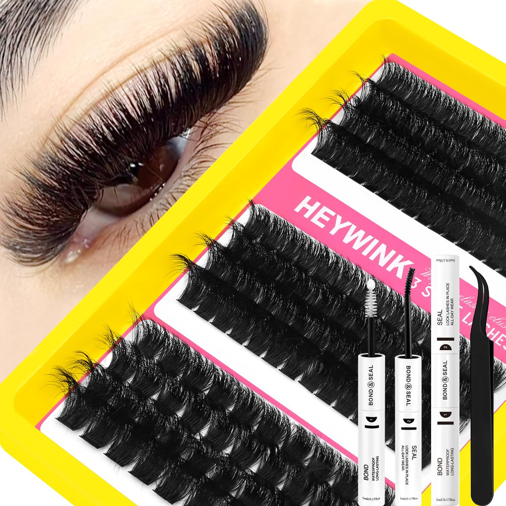 HEYWINK lash clusters close-up showing dense bundles for bold volume.