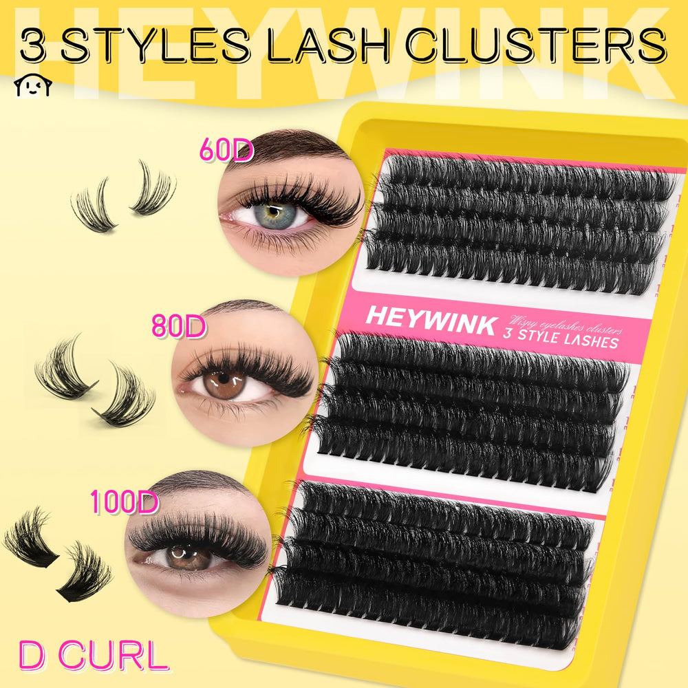 HEYWINK lash clusters bond provides secure wear through humidity.