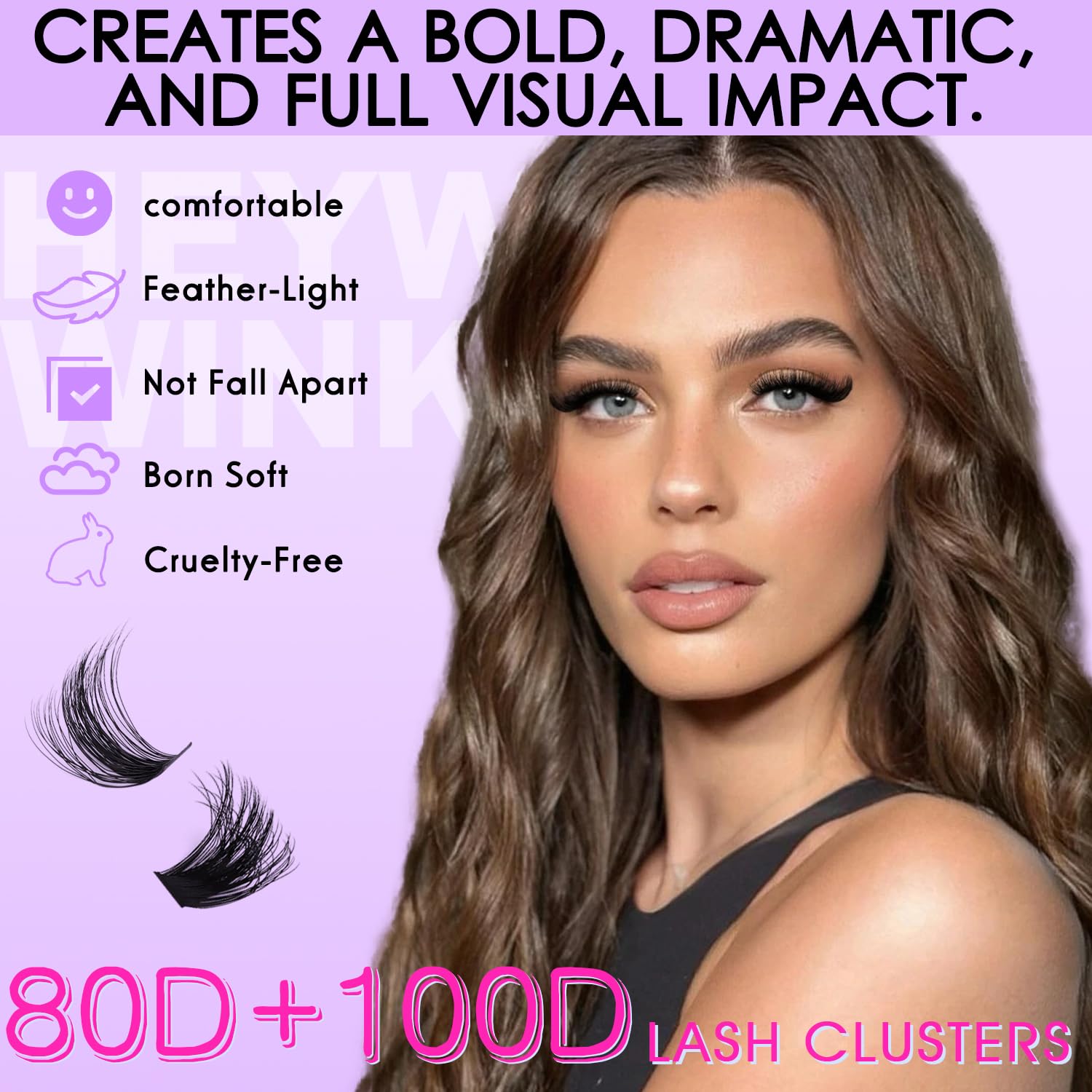 HEYWINK Lash Clusters use premium soft fibers for featherlight comfort.