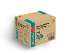 Heywood Basic Medical blue nitrile gloves box front, ideal for quick restock.