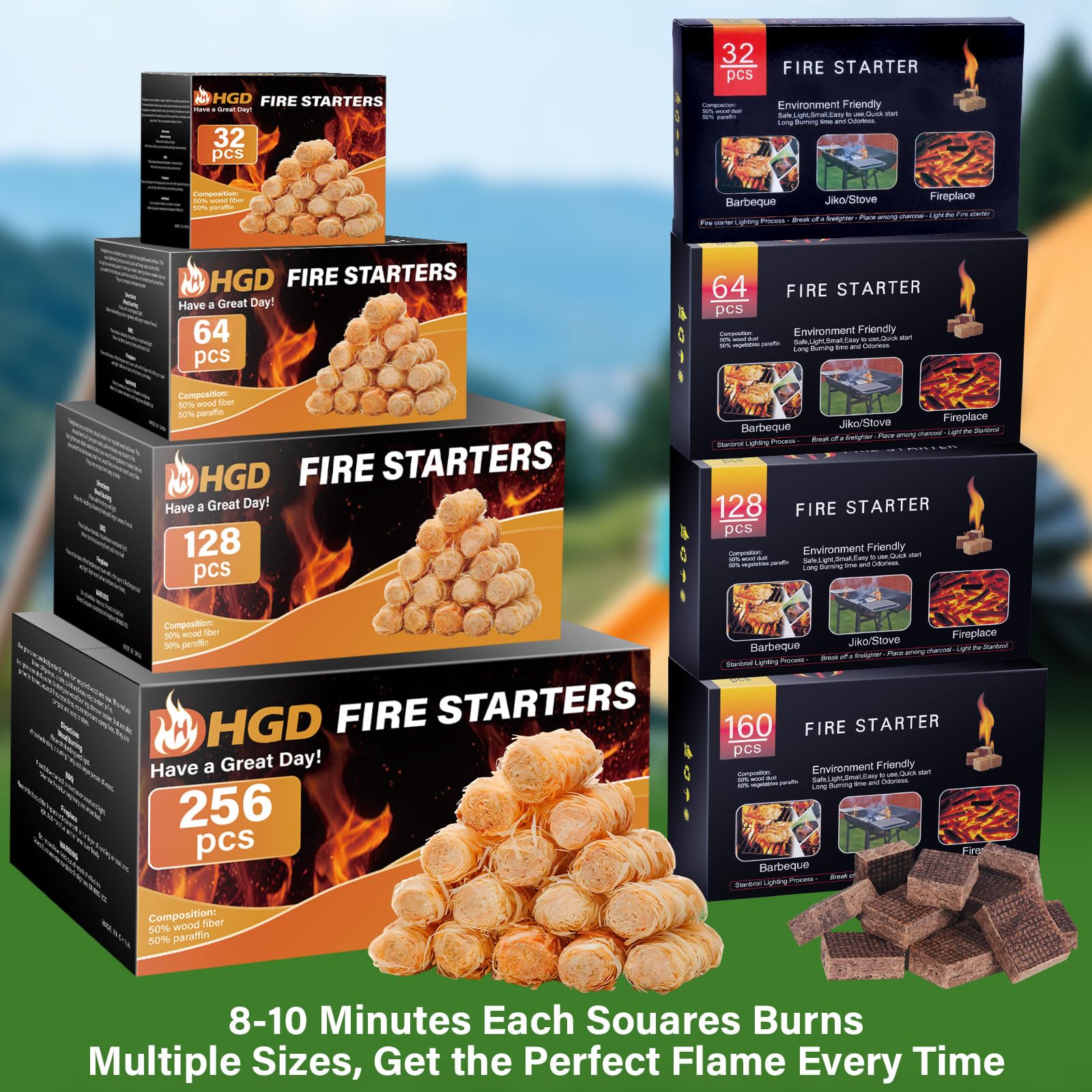 HGD Fire Starter 64 Mini Square compact and portable for travel and hikes.
