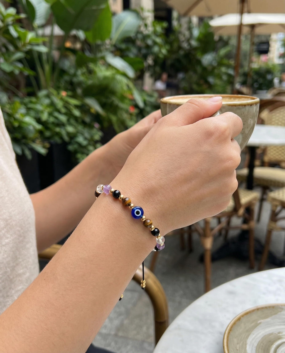 HGDEER Gift-ready evil eye bracelet with protective card.