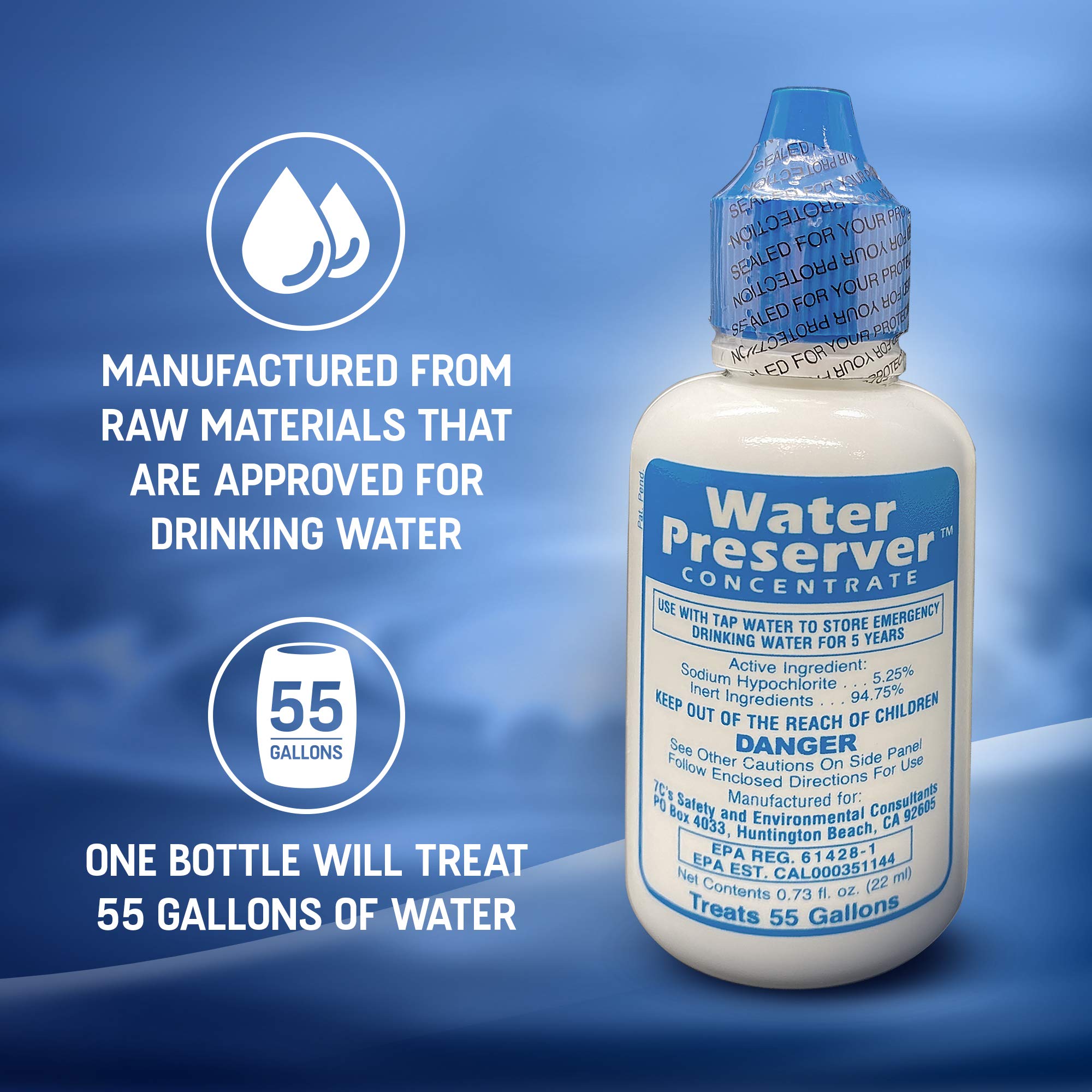 HGFLMR Water Preserver concentrate being poured for easy dispensing.