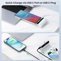 HHETP lightweight compact power bank fits purses and pockets.