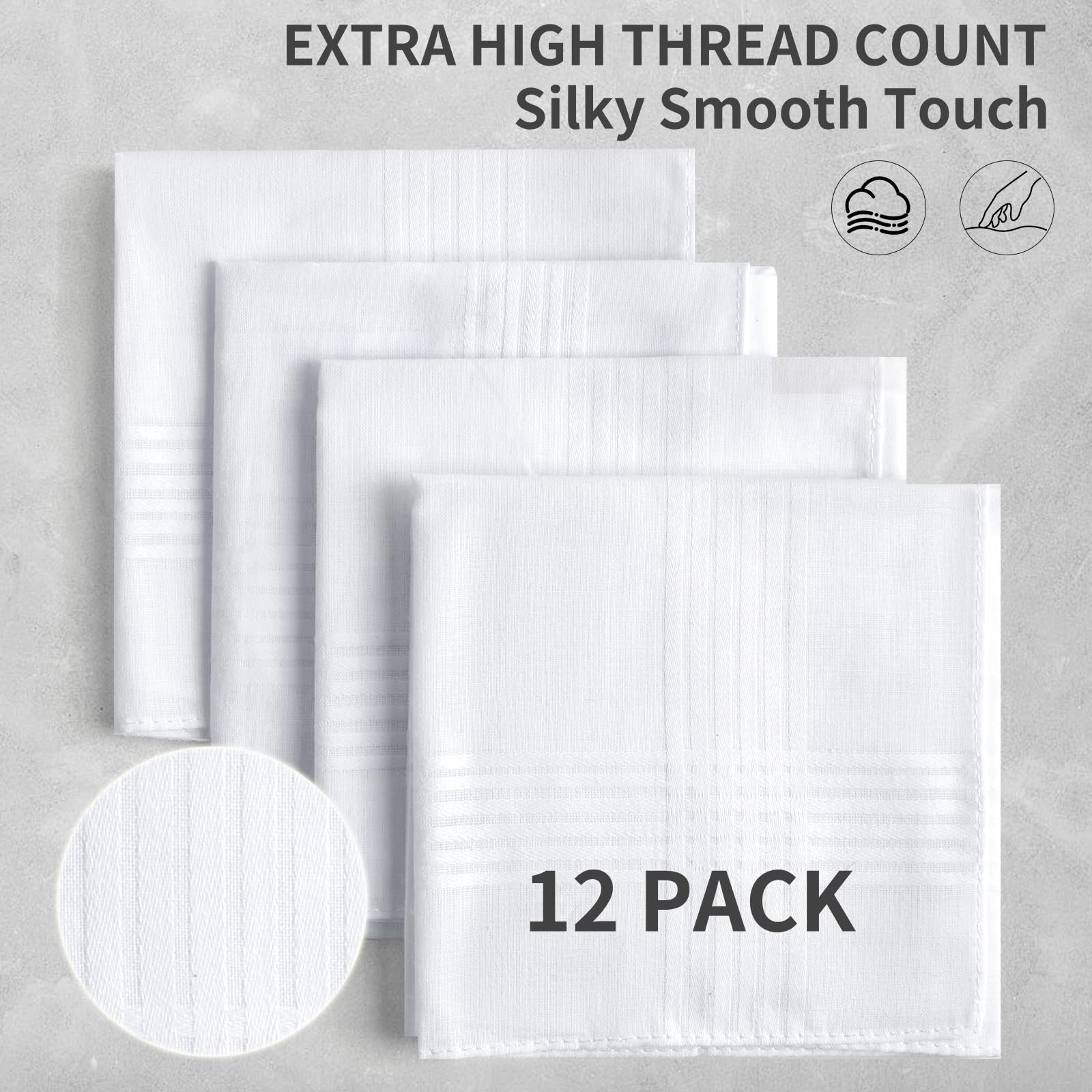 HHHAZ close-up of 100% cotton handkerchief showing soft, absorbent fabric