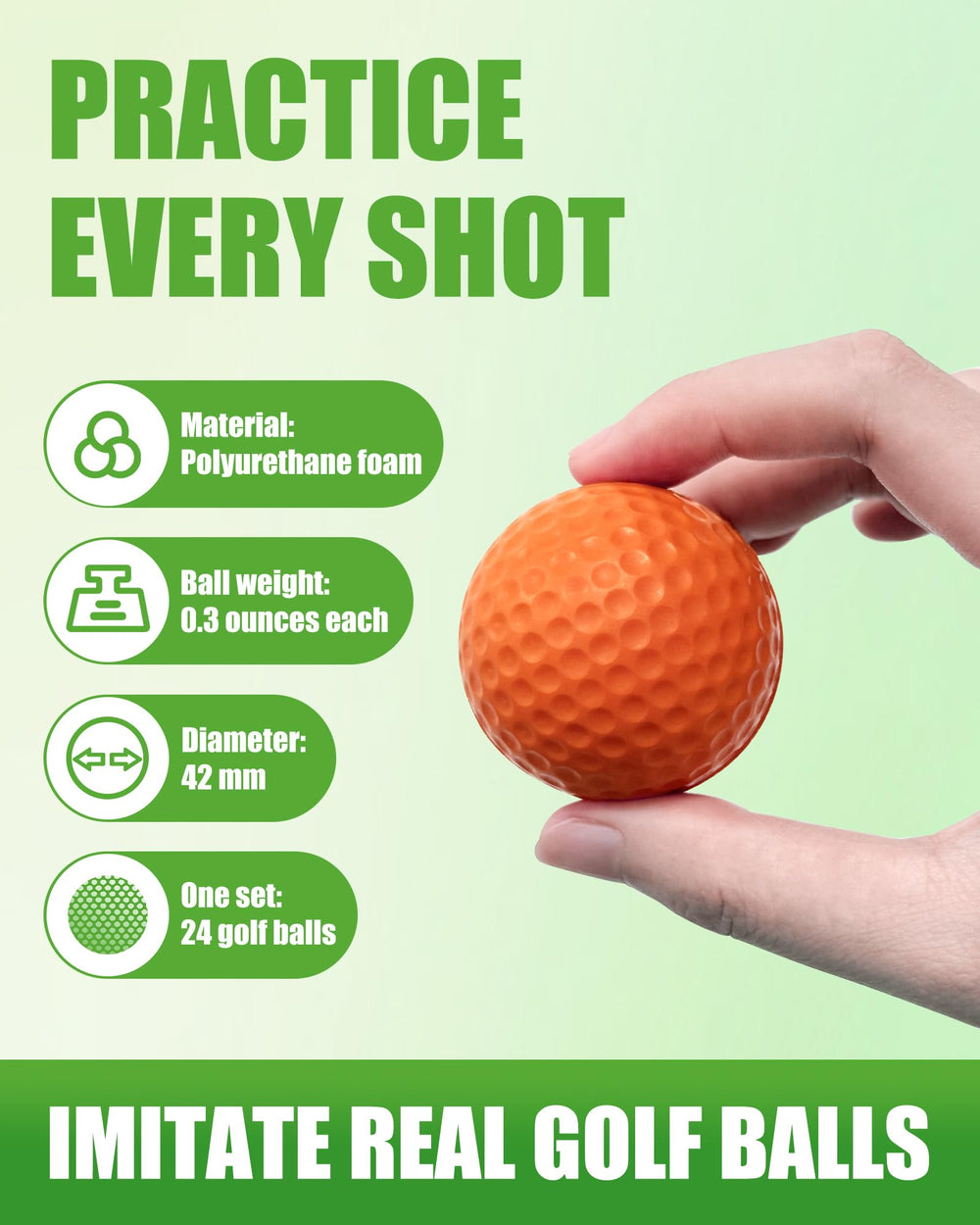 HHLZM foam golf ball for backyard practice, safe indoor/outdoor use