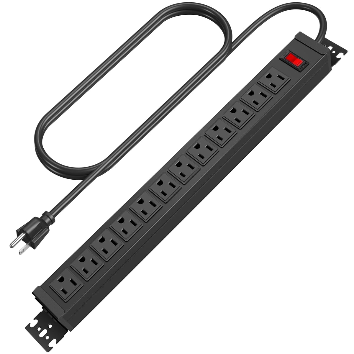 HHSOET rotating mountable power strip front view for organized workstation power access.