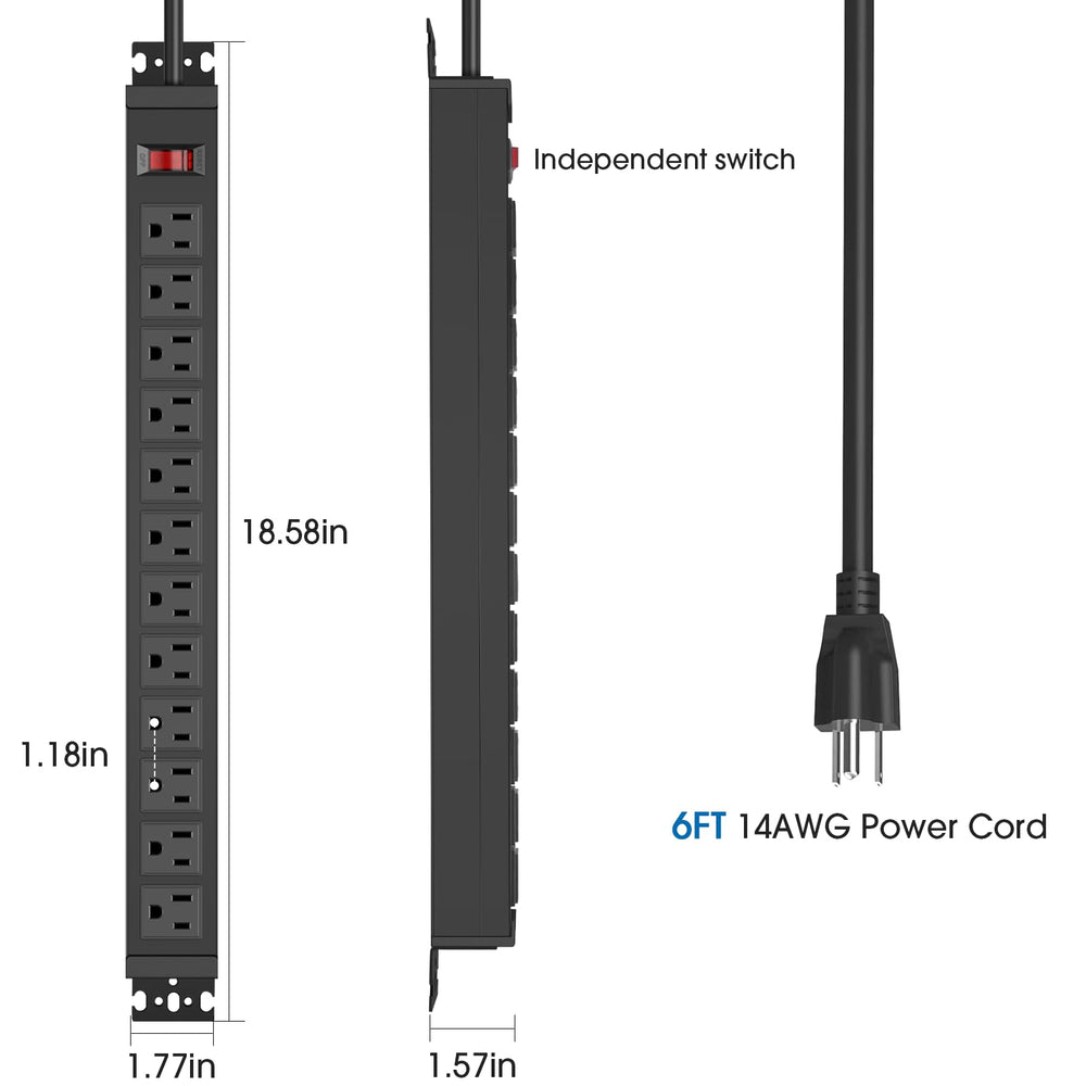 HHSOET rotating mountable power strip mounted on wall for clutter-free workspace.