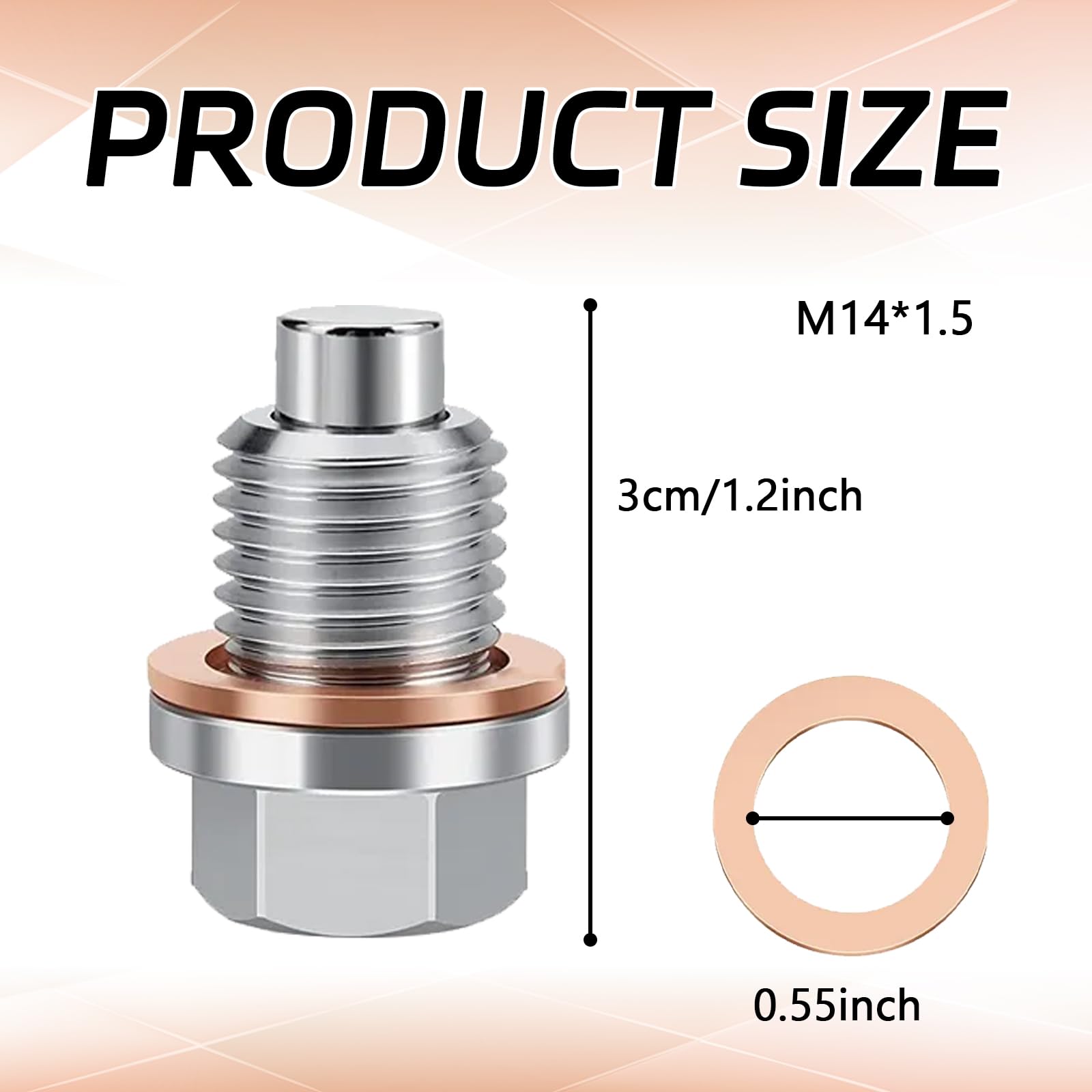HHZL oil pan drain plug with copper washers delivering a tight seal.