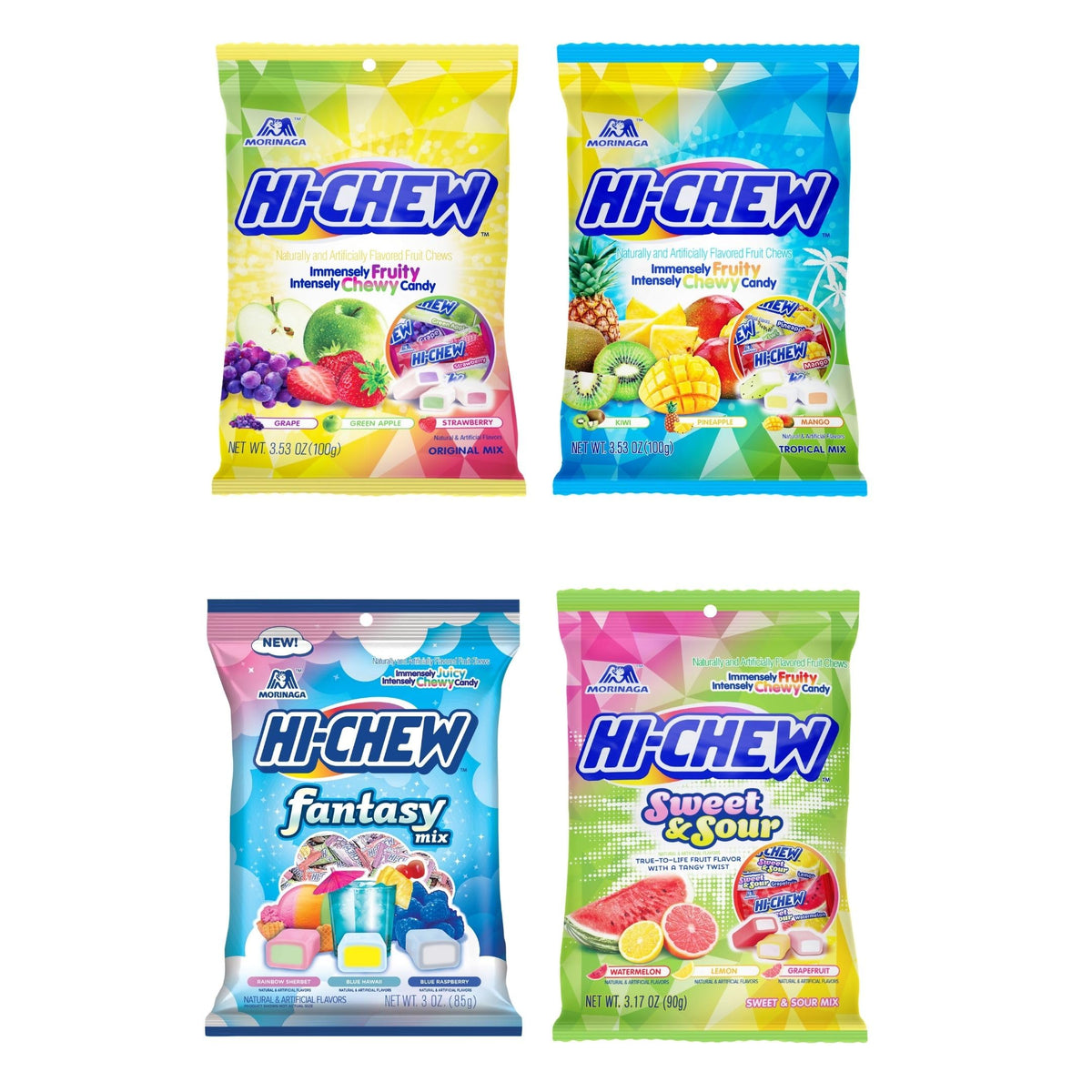 HI-CHEW Easter Variety Pack of four bags showing colorful chewy fruit chews