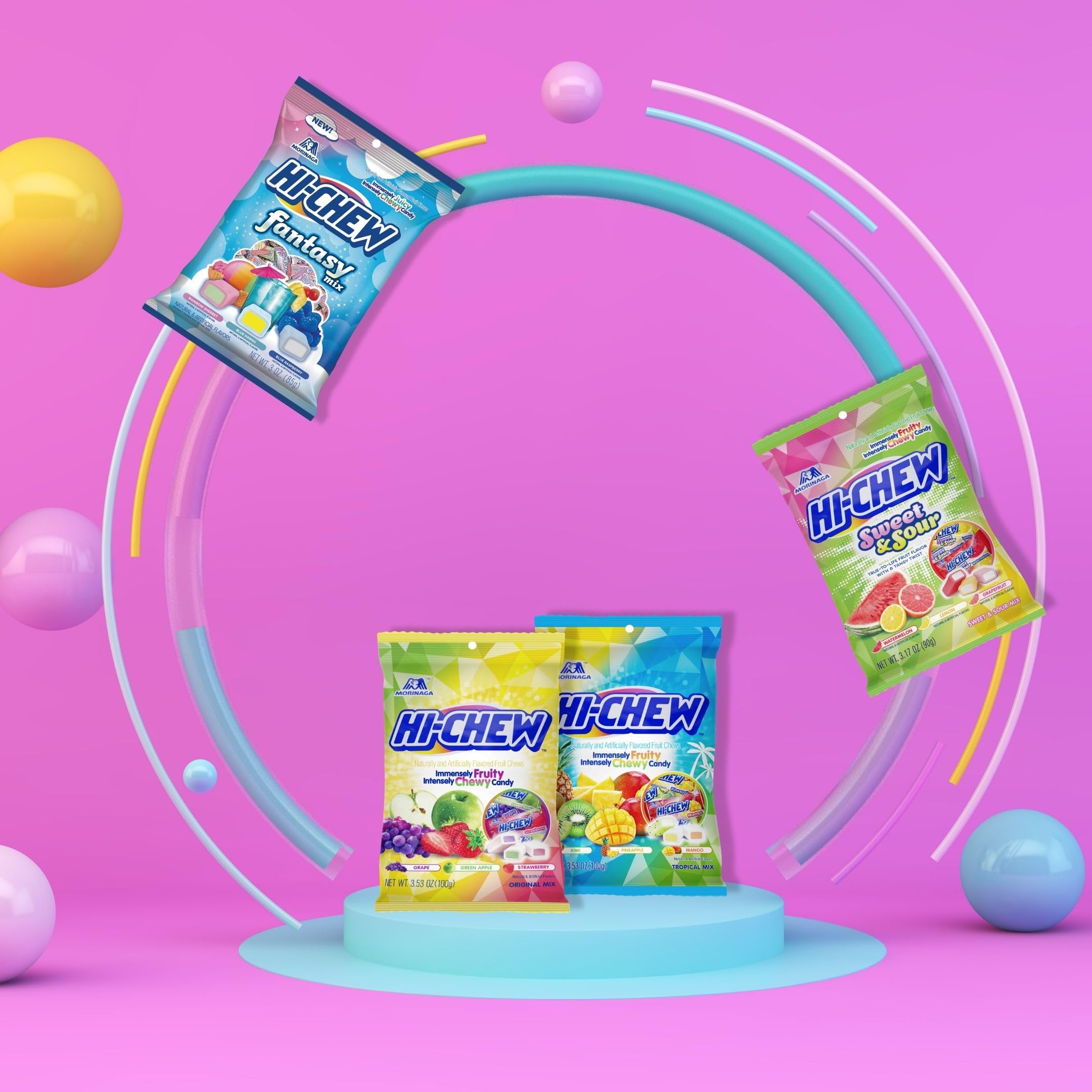 HI-CHEW fruity flavor spectrum array of chewy candies