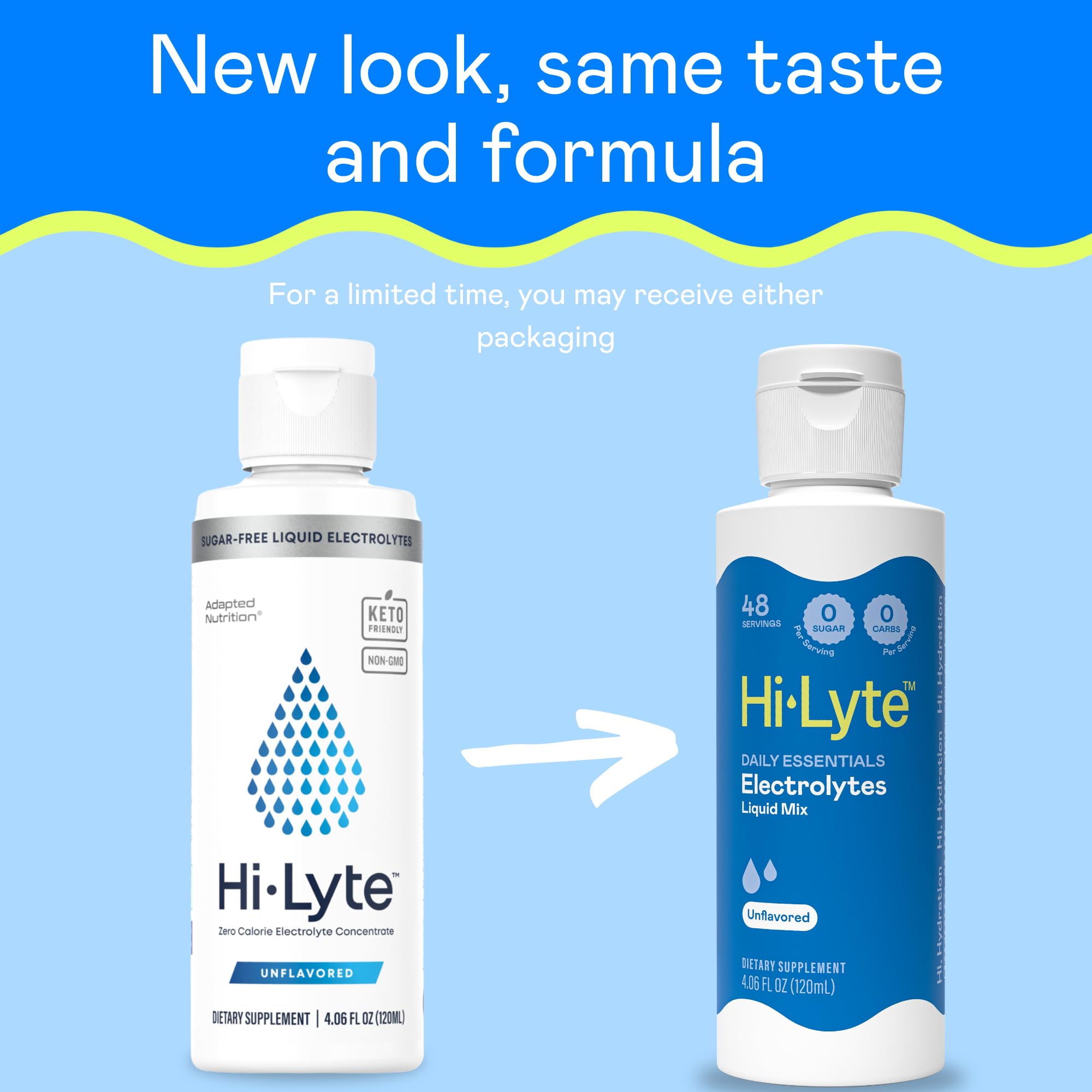 Hi-Lyte bottle being poured into water for quick electrolyte refresh.