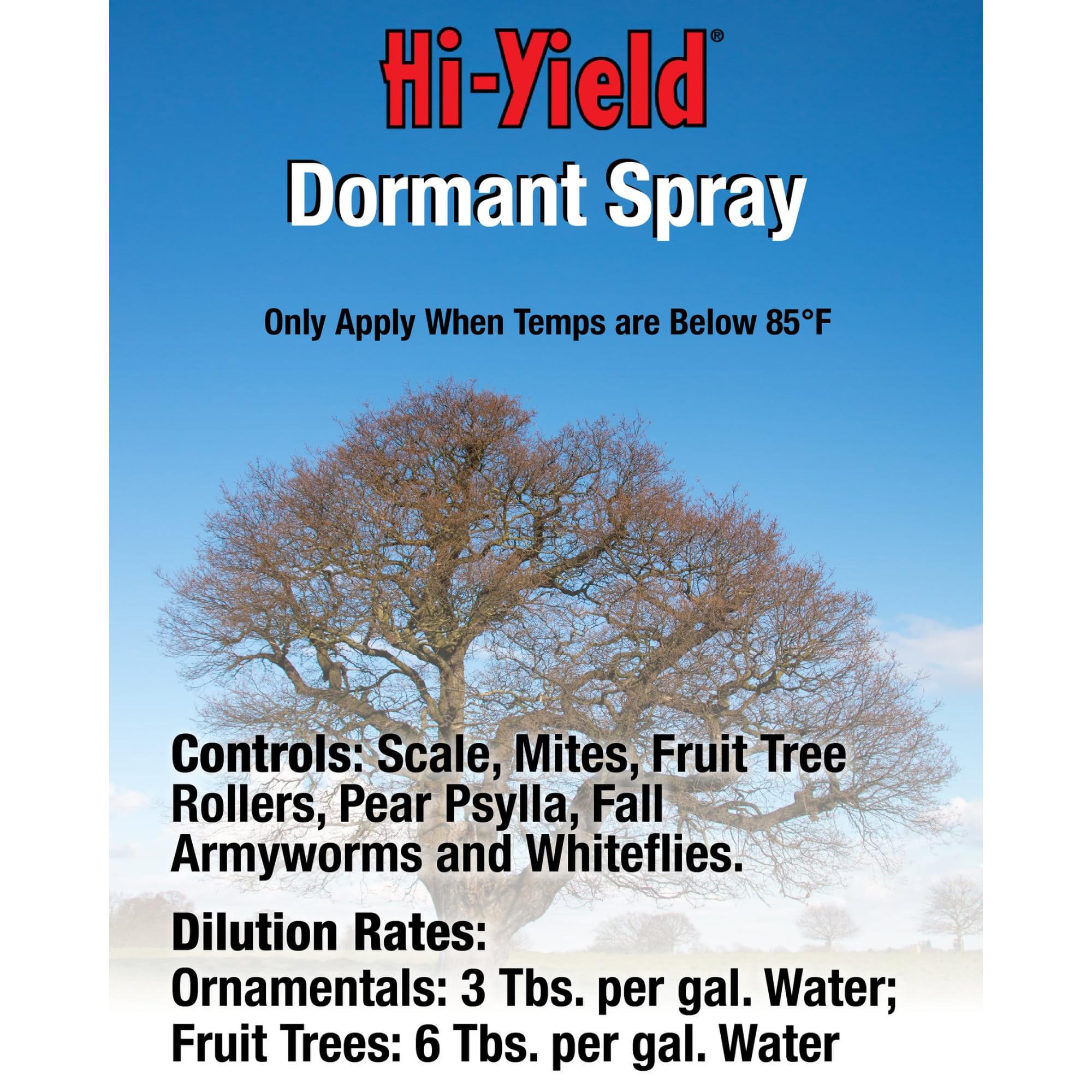 Hi-Yield VPG DPD Dormant Spray Oil being applied to a tree for preventive pest control