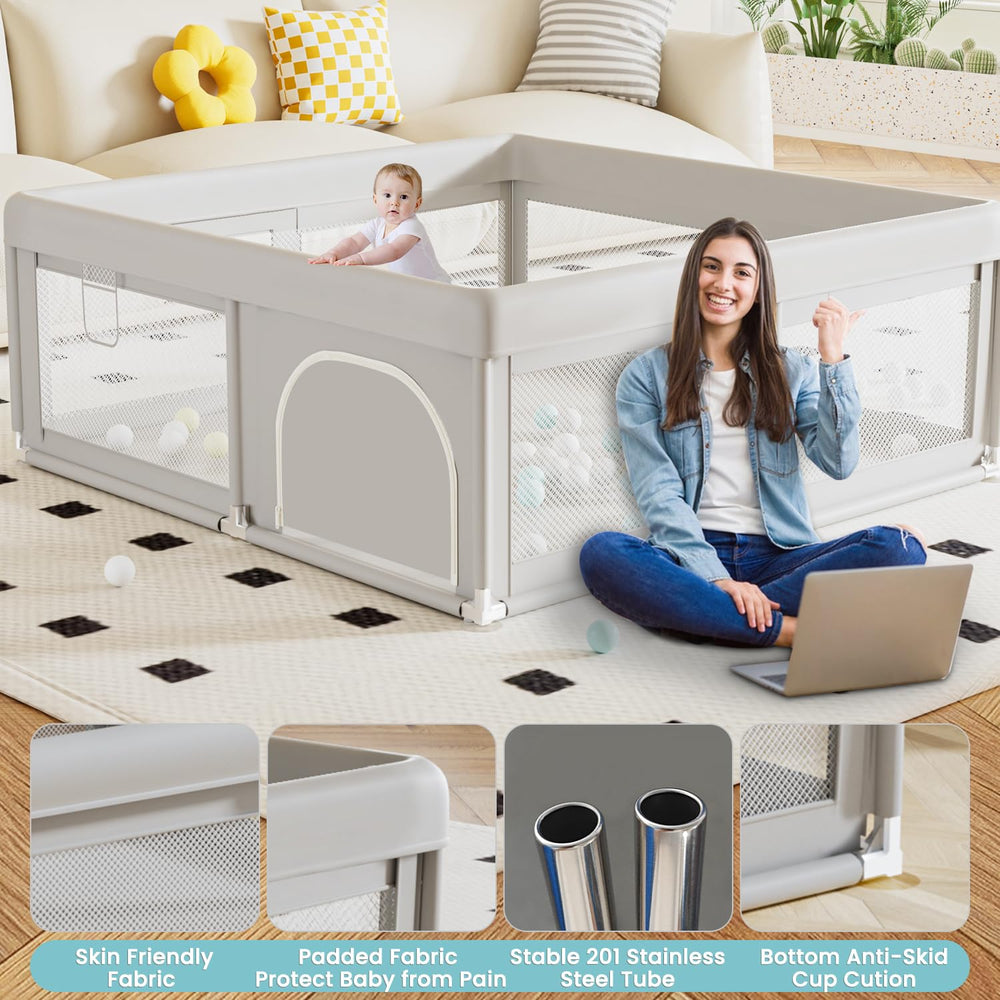 Hiaksedt Baby Playpen durable skin-friendly fabric for long-lasting use
