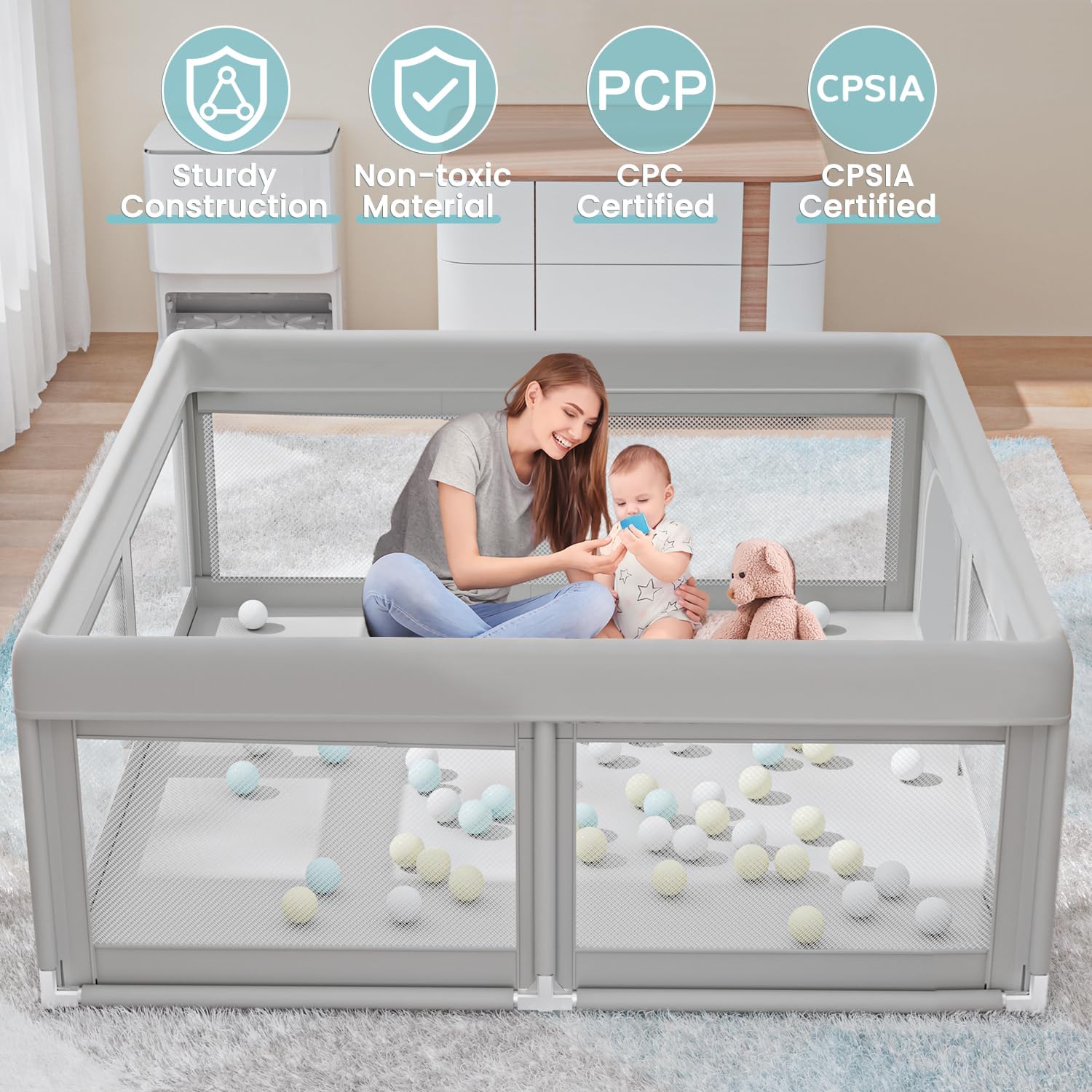 Hiaksedt Baby Playpen suitable for indoor and outdoor use
