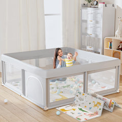 Hiaksedt baby playpen mat showing a 50x50 inch safe play space