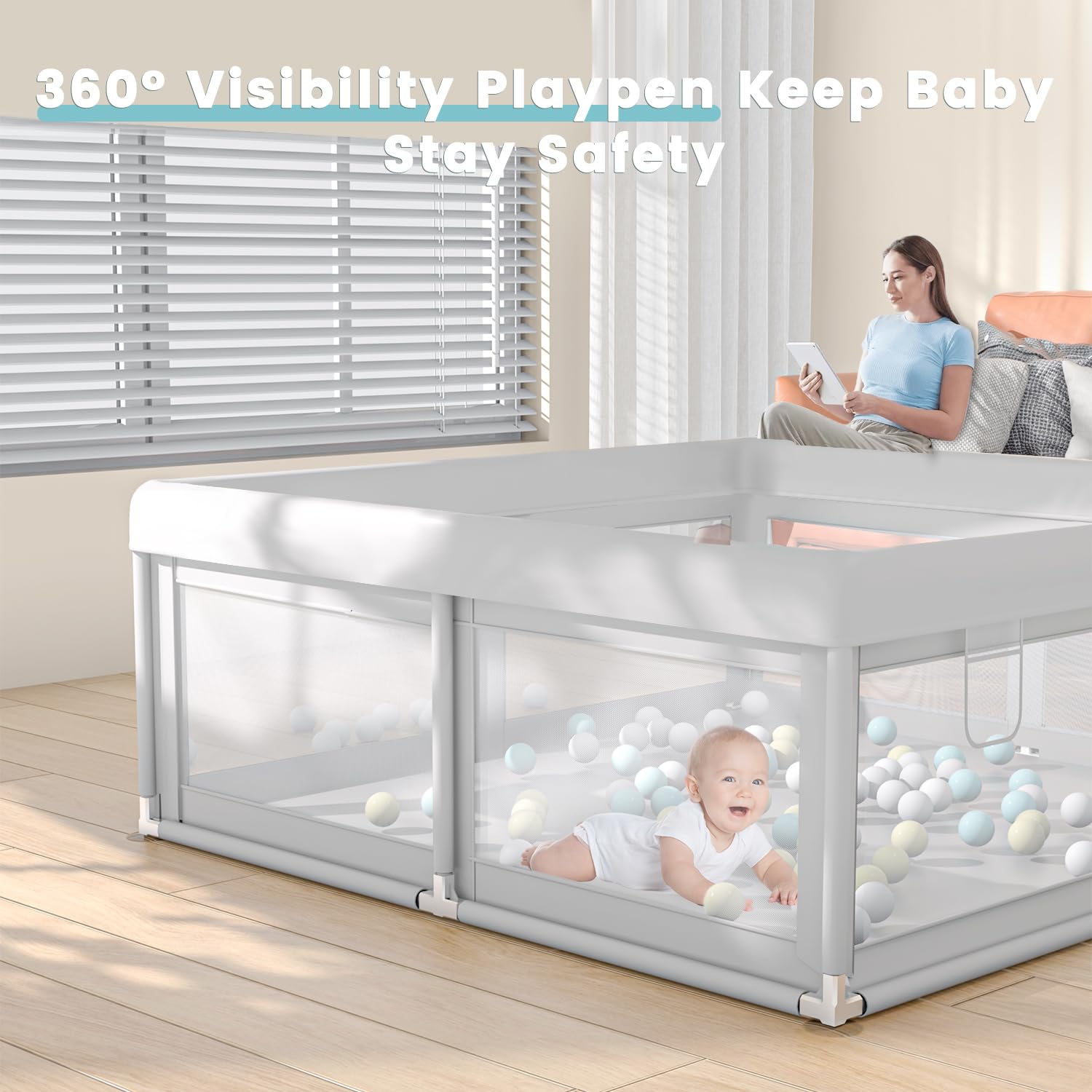 Hiaksedt Baby Playpen outer zipper design prevents escapes