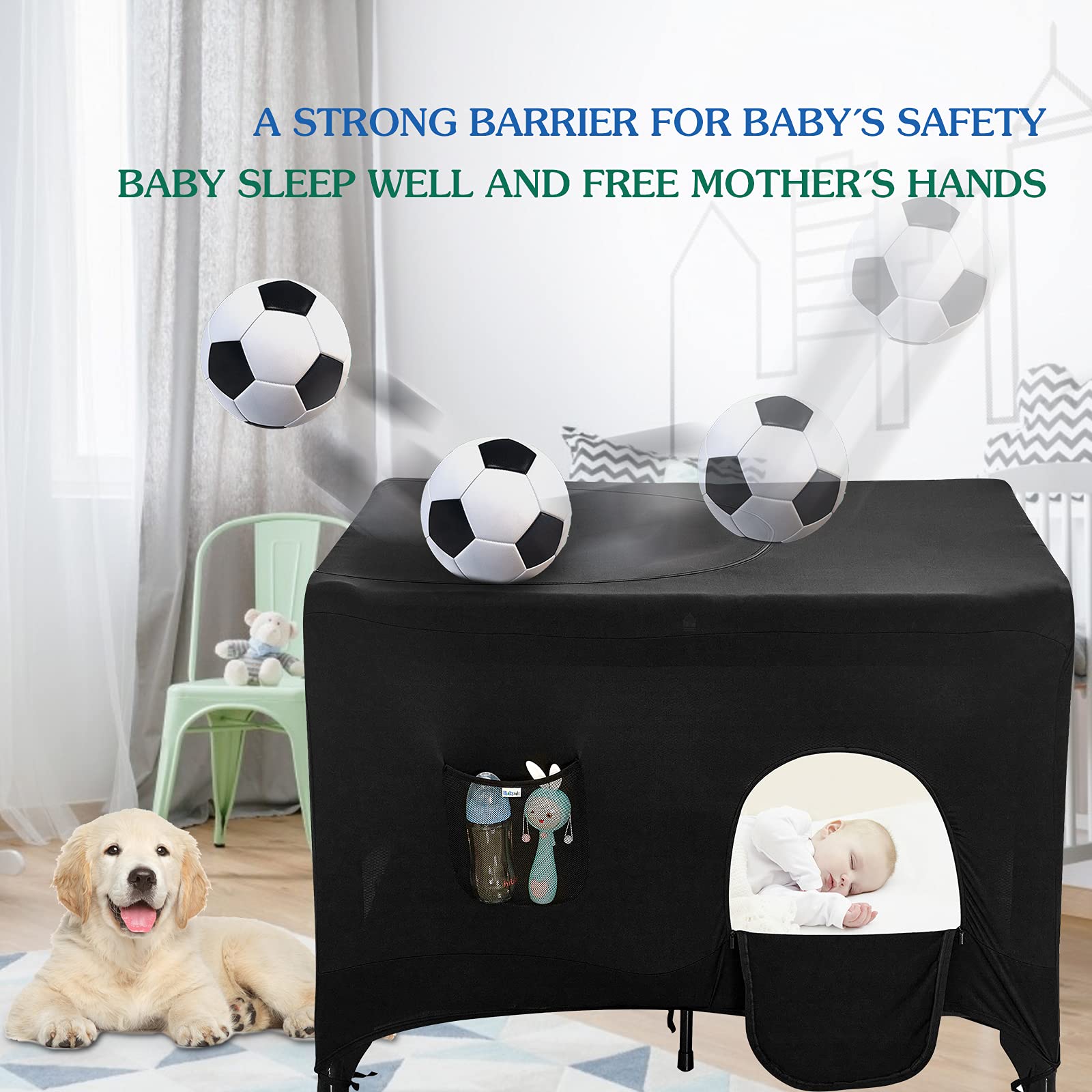 Hiaksedt Pack N Play blackout cover enables darkened-sleep indoors or outdoors.