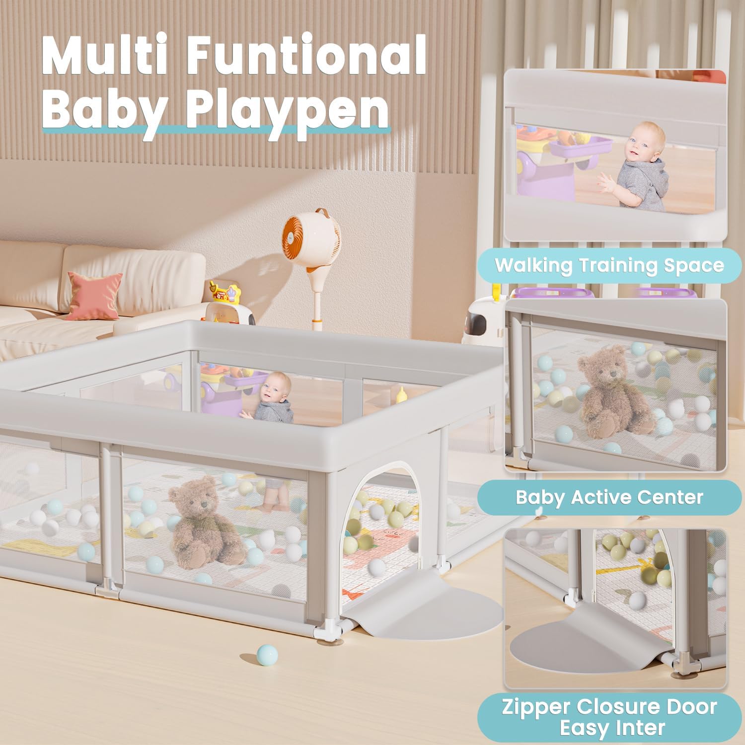 Hiaksedt playpen outer frame with durable stainless steel construction
