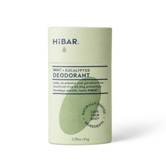 HiBAR eucalyptus mint plastic-free deodorant tube for all-day protection with vegan, skin-friendly ingredients.