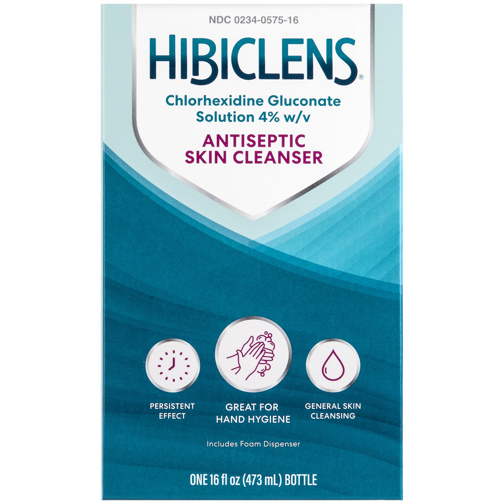 Hibiclens bottle with foaming pump for easy antimicrobial cleansing.