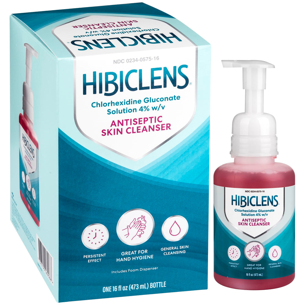 Hibiclens label close-up highlighting 4% CHG active ingredient.