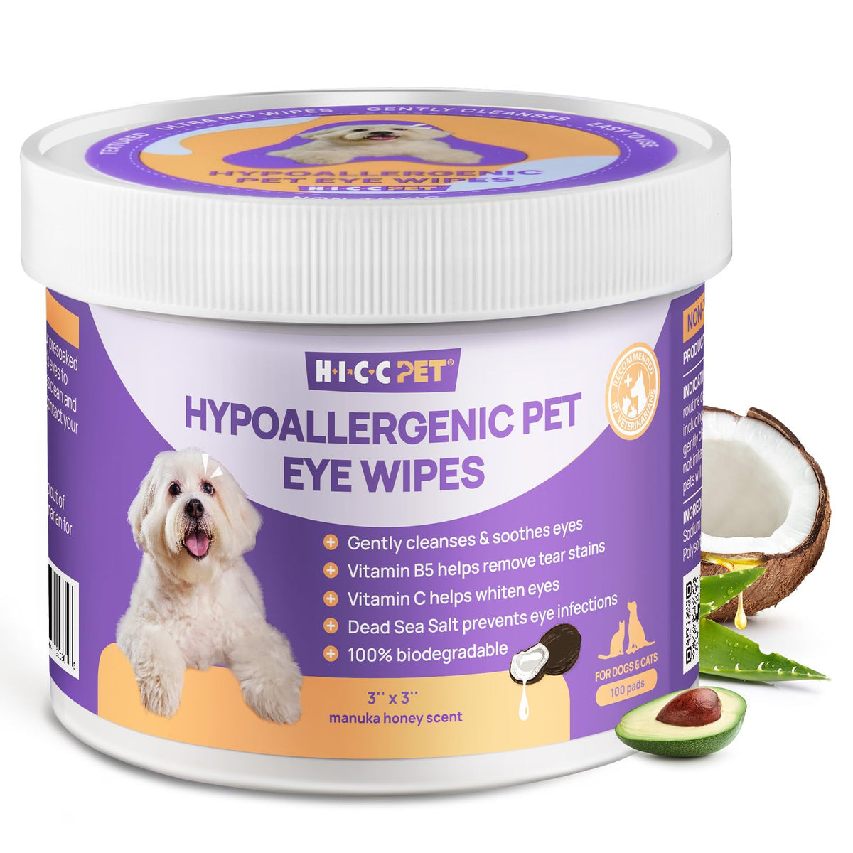 Lingettes Yeux HICC PET, paquet 100 pièces, nettoyage rapide des sécrétions oculaires.