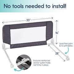 Heavy-duty rail frame provides sturdy support for daily use