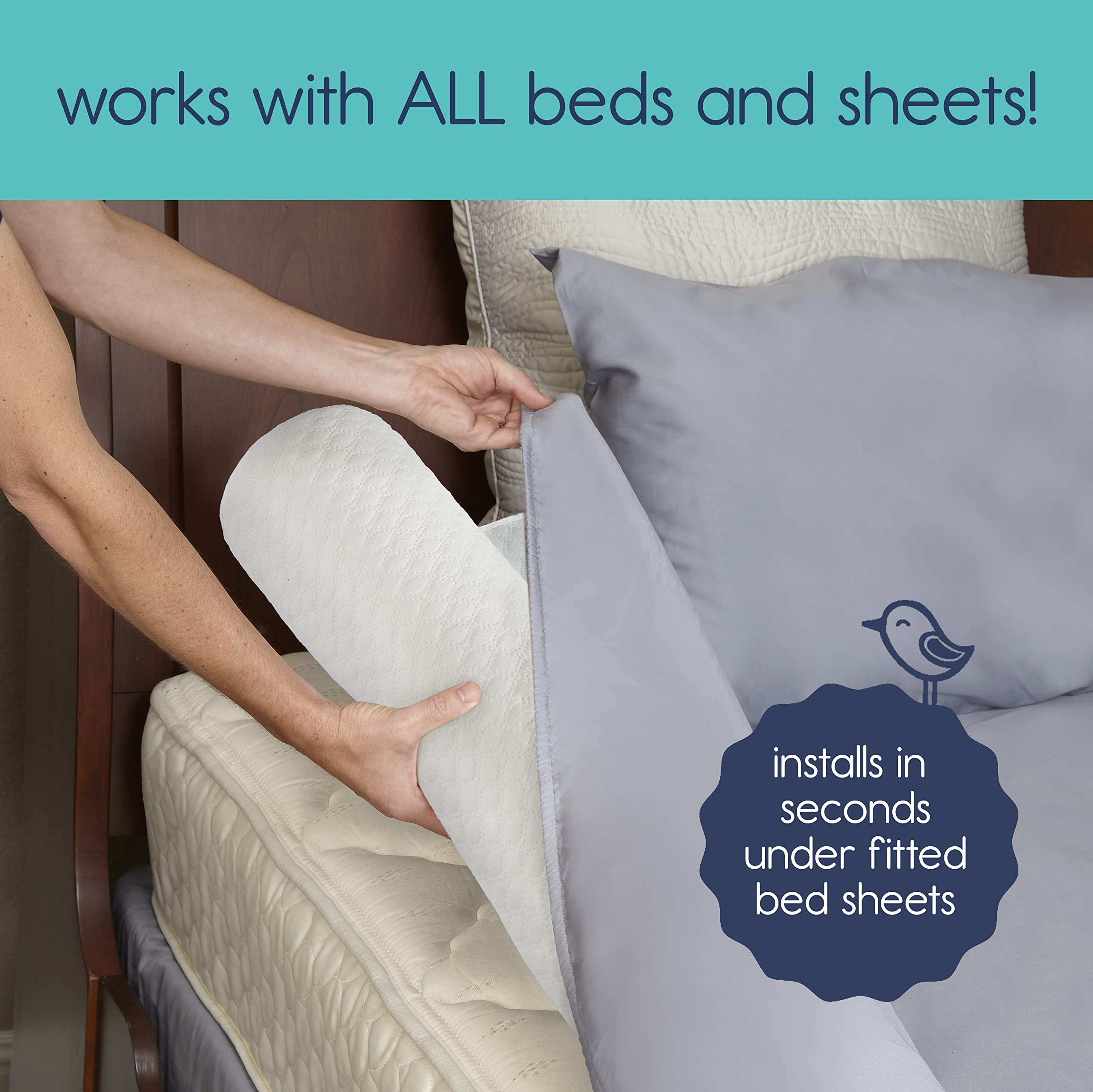 Hiccapop inflatable bed rail inflates in seconds for quick setup.