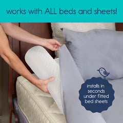 Hiccapop inflatable bed rail inflates in seconds for quick setup.