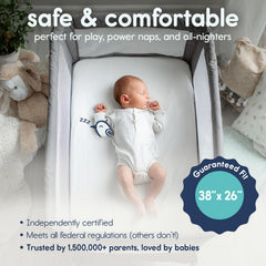 Hiccapop Playard Mattress Pad 1.25-inch thickness enhances comfort during playtime.