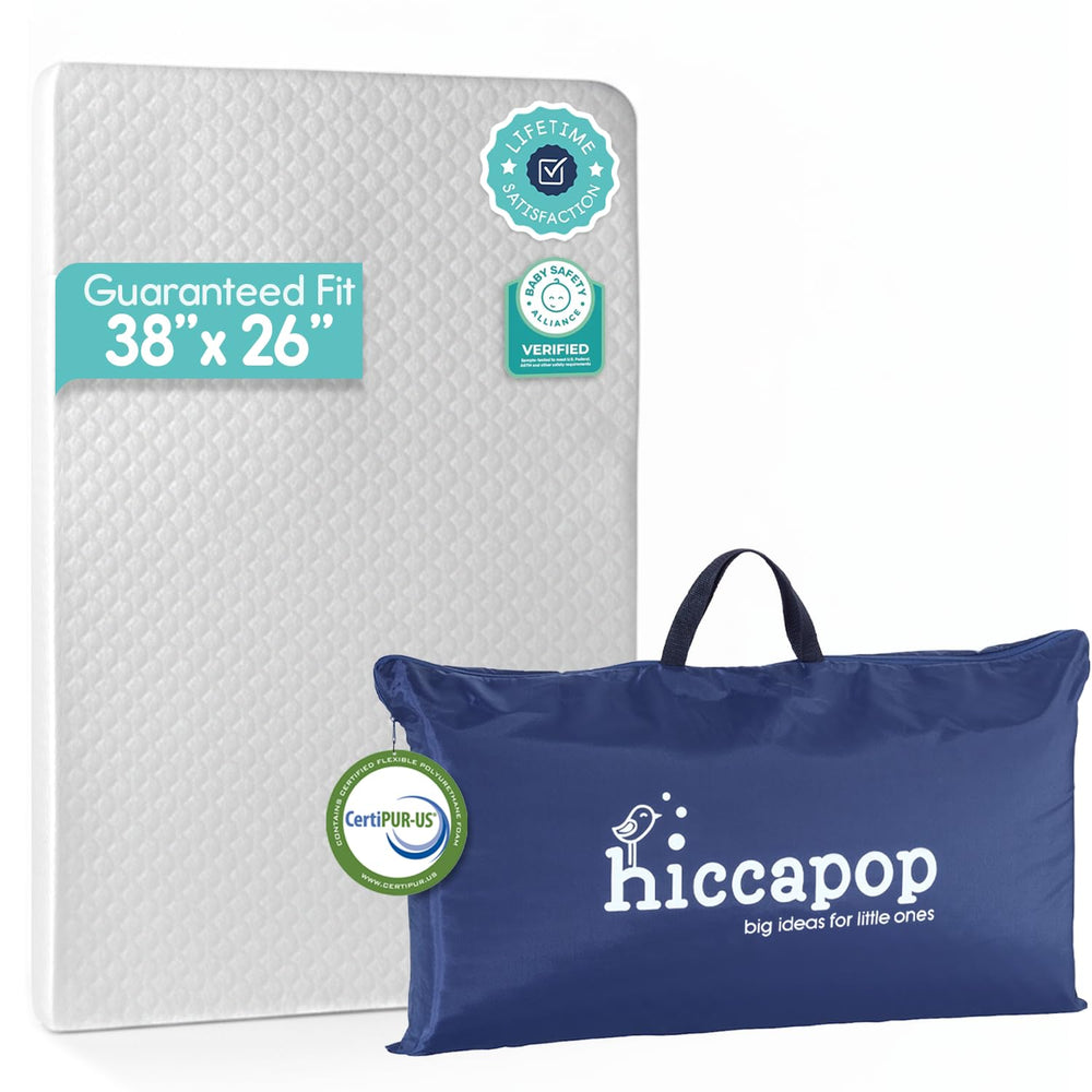 Hiccapop Playard Mattress Pad fits 38x26 playards with a snug, secure corner fit for babies.