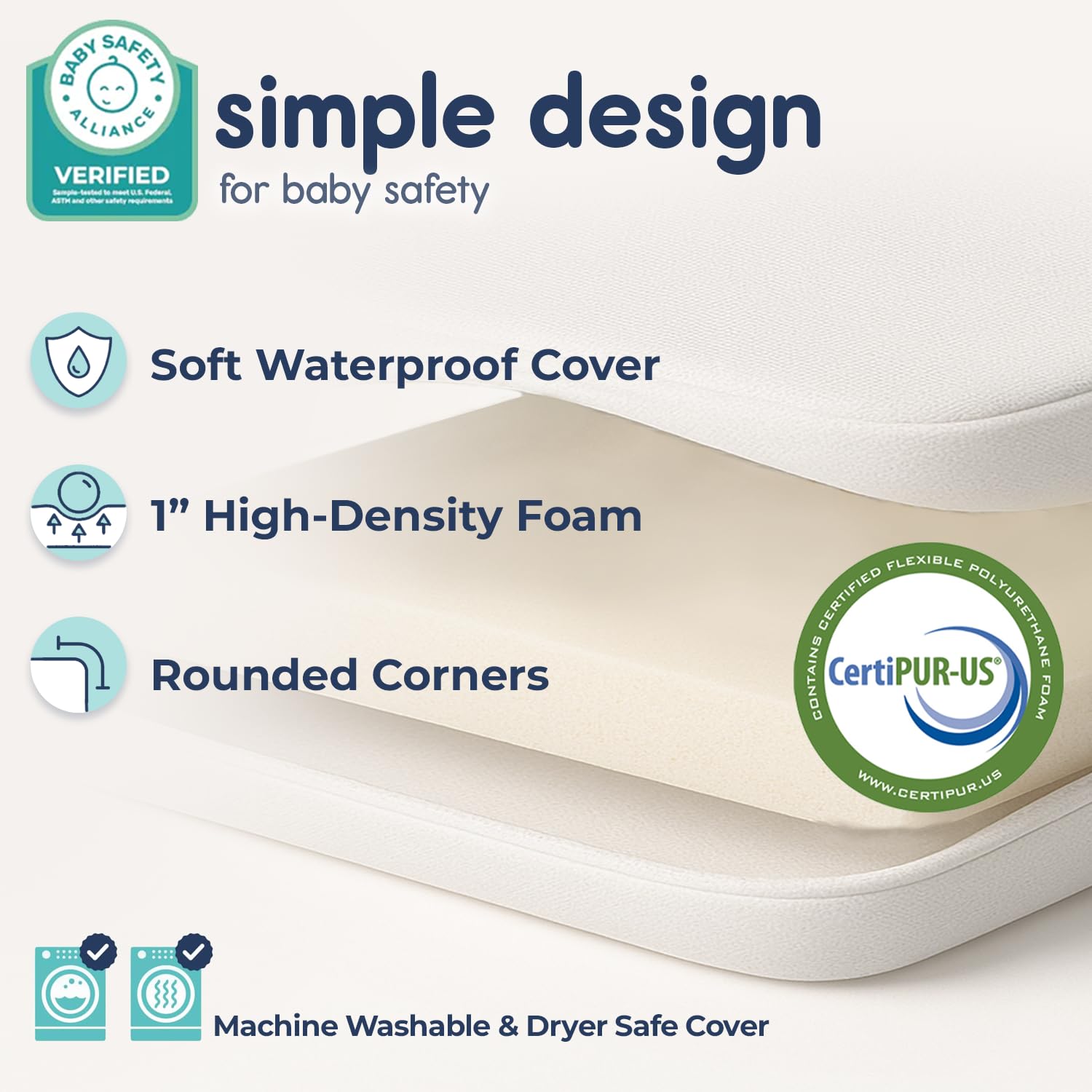 Hiccapop Playard Mattress Pad waterproof cover keeps the playard clean between washes.