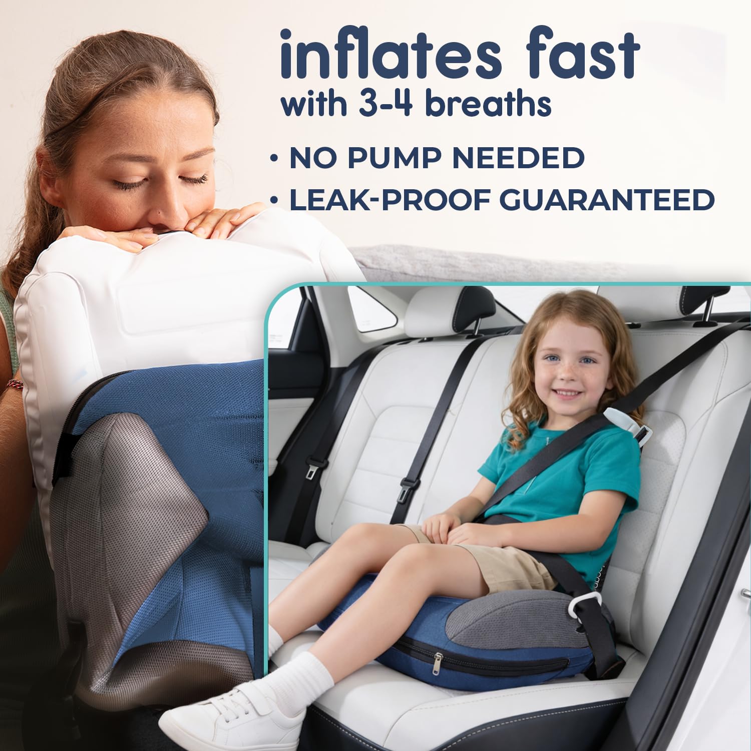 Narrow back-seat design demonstrates compact fit in small cars