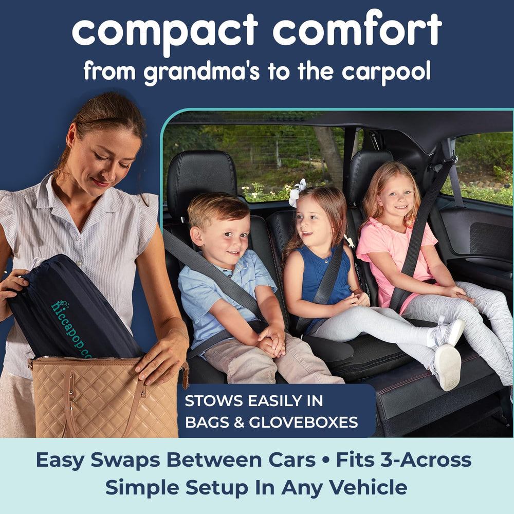 Non‑skid base keeps the booster steady on different car upholstery surfaces.