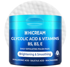 Hicream Glycolic Acid Pads close-up showing gentle exfoliation for refined pores