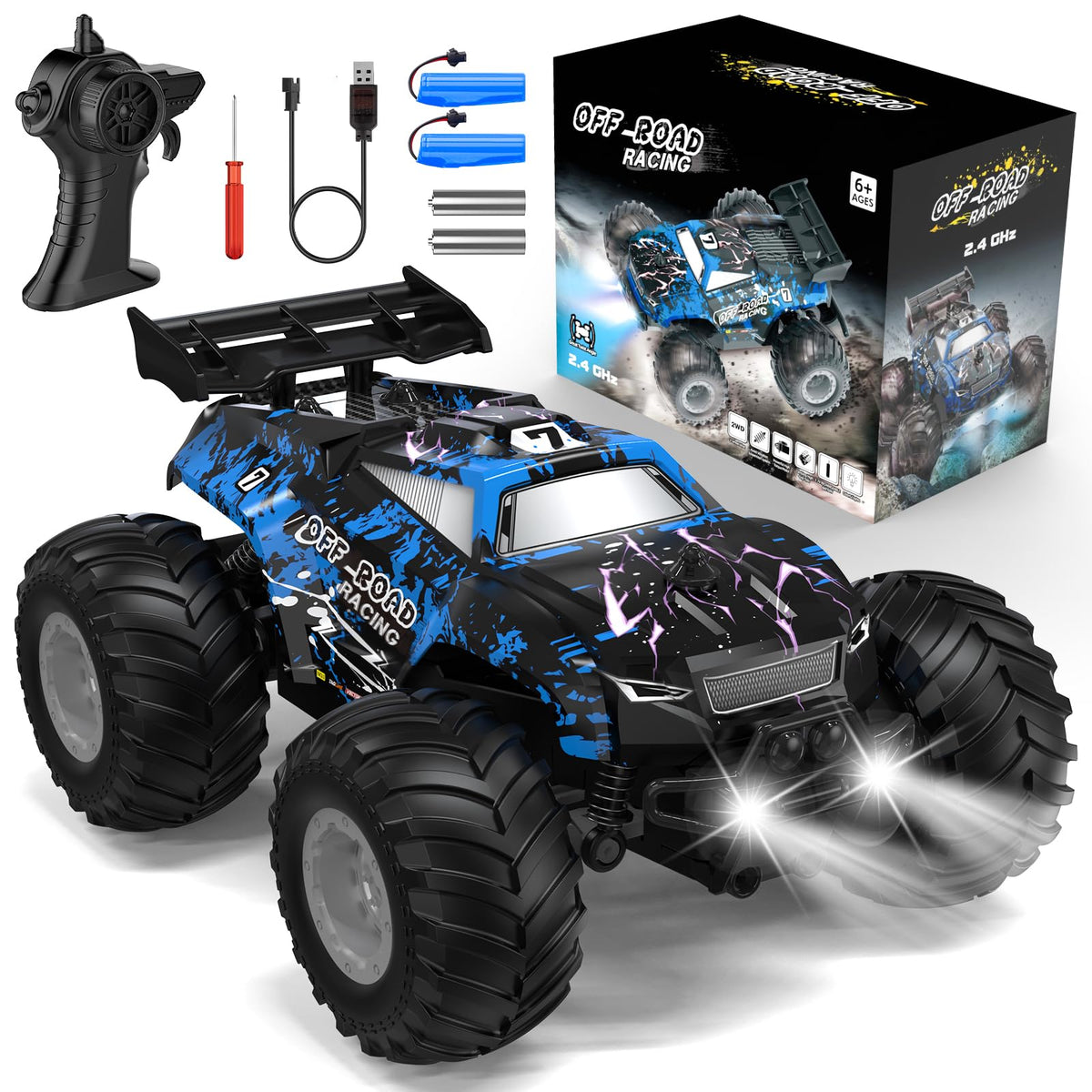 Hielse remote control car front view with LED for night play