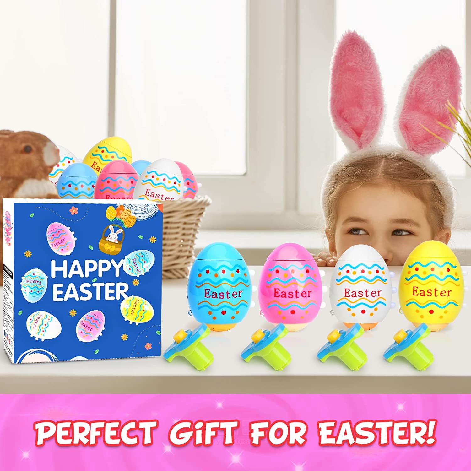 HIEMAO party favor Easter egg top with lights and music