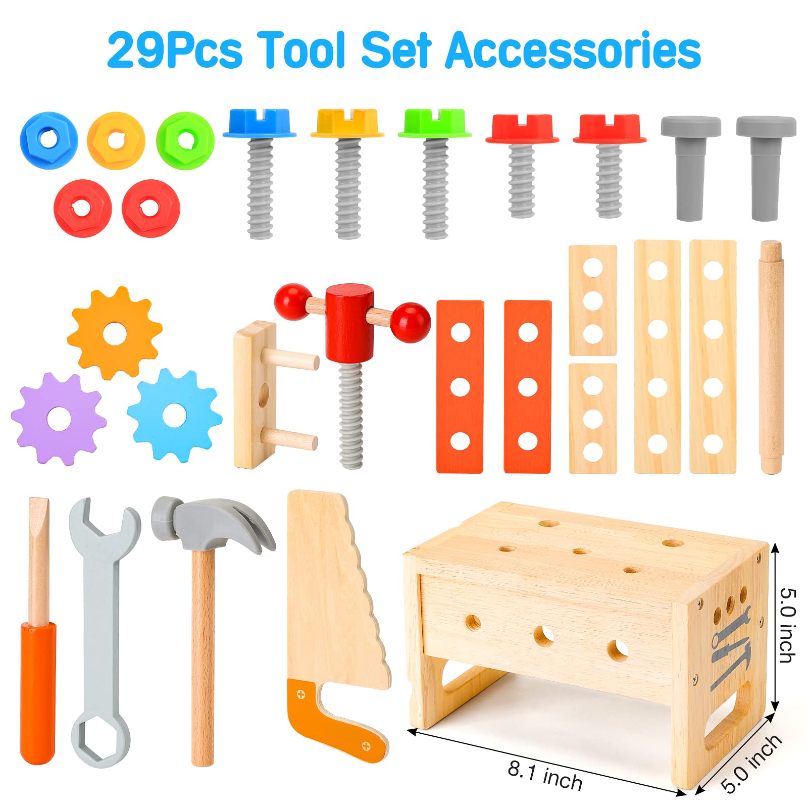 Hieoby gears and blocks promote construction play and creativity.