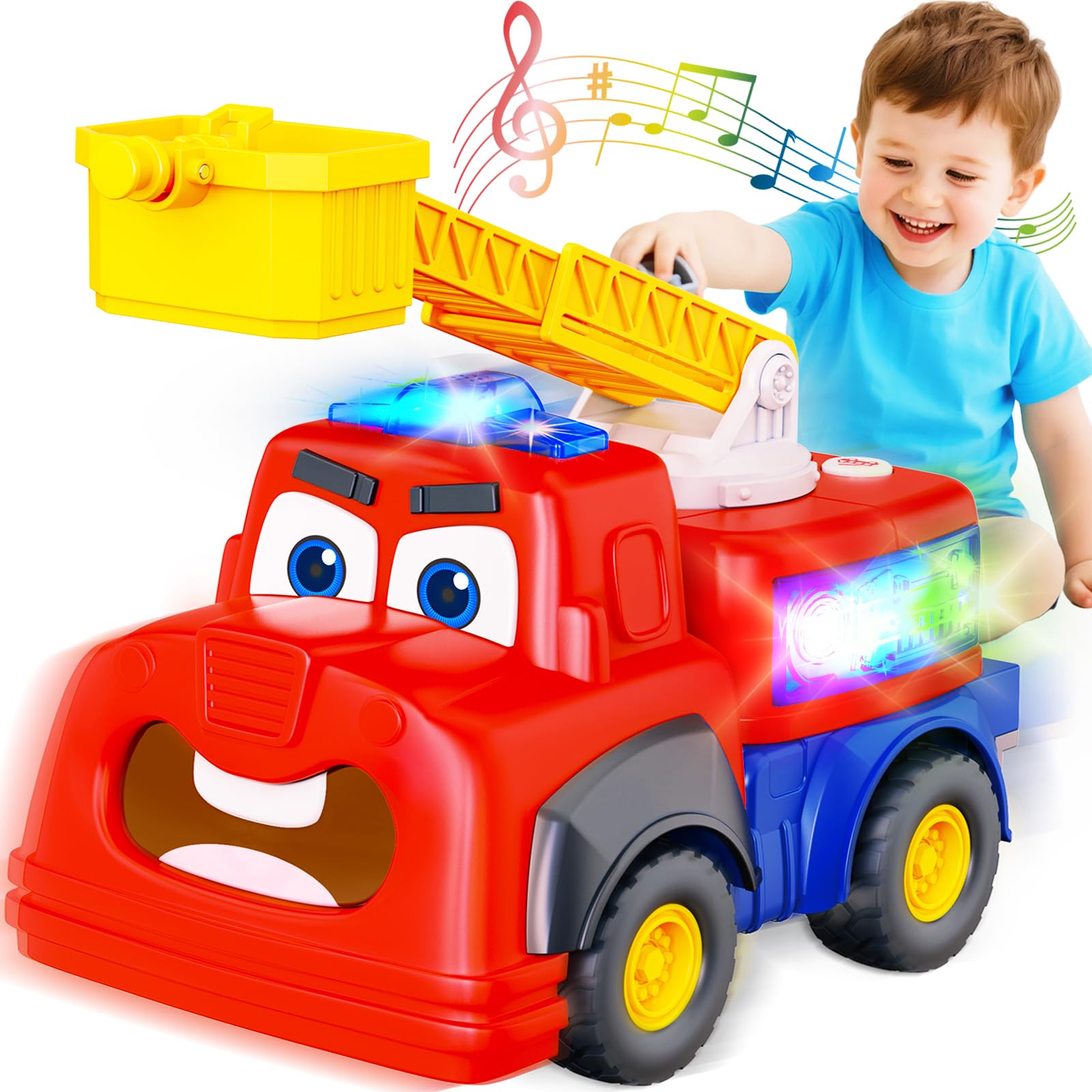 Hieoby interactive fire truck in patrolling mode for active toddlers