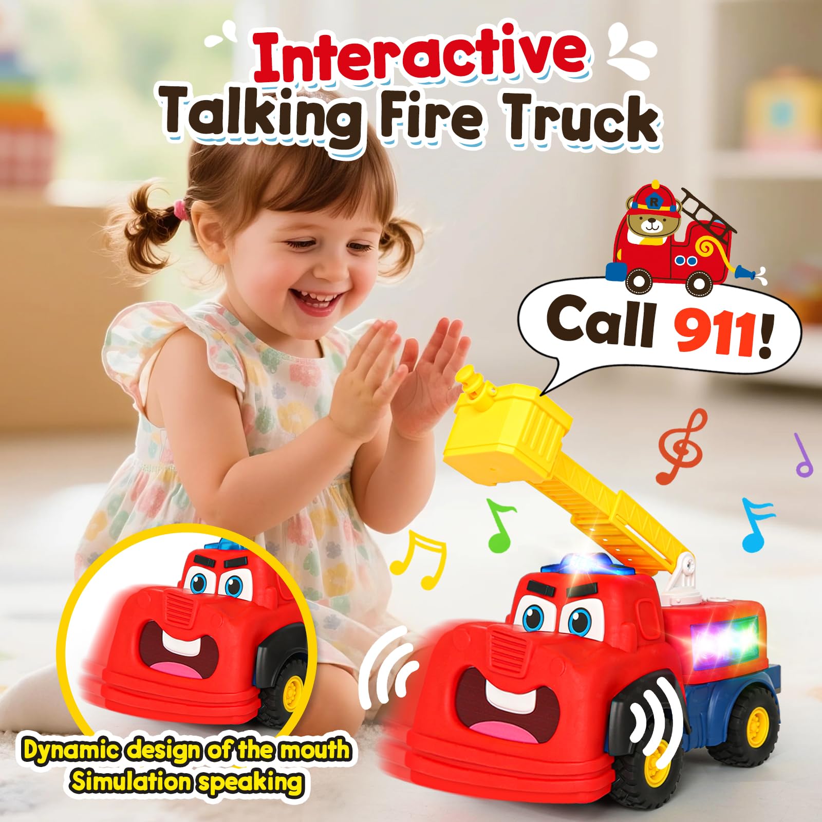 Siren and lights create realistic rescue atmosphere for imaginative play