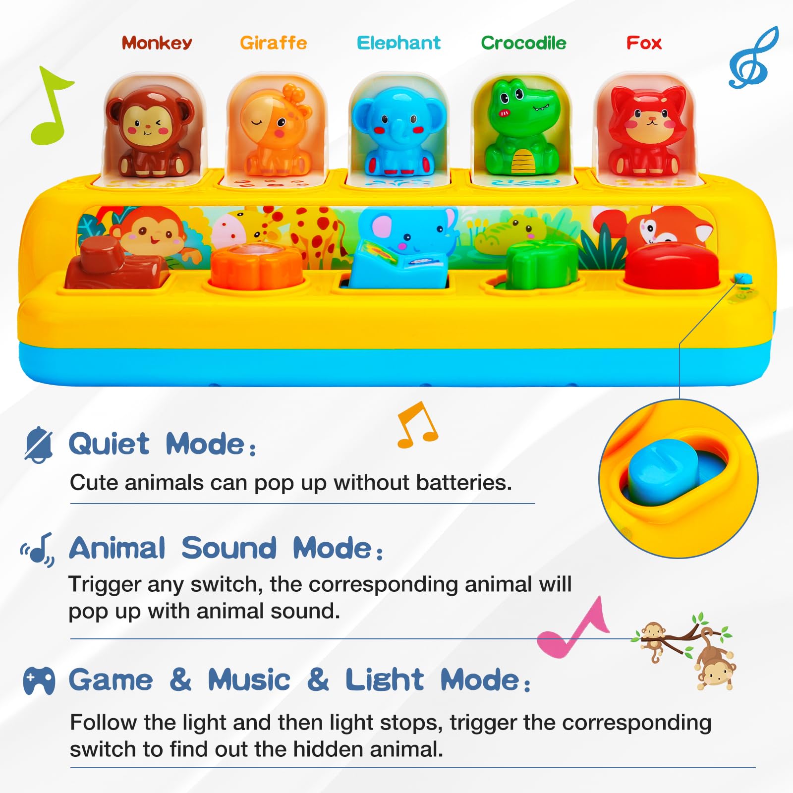 Hieoby learning mode activates animal sounds when pressing the corresponding button.