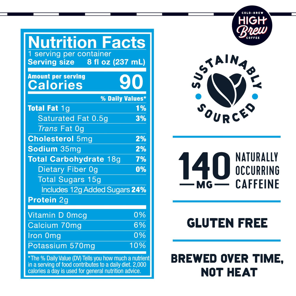 High Brew Mexican Vanilla can side view highlighting convenient ready-to-drink format.