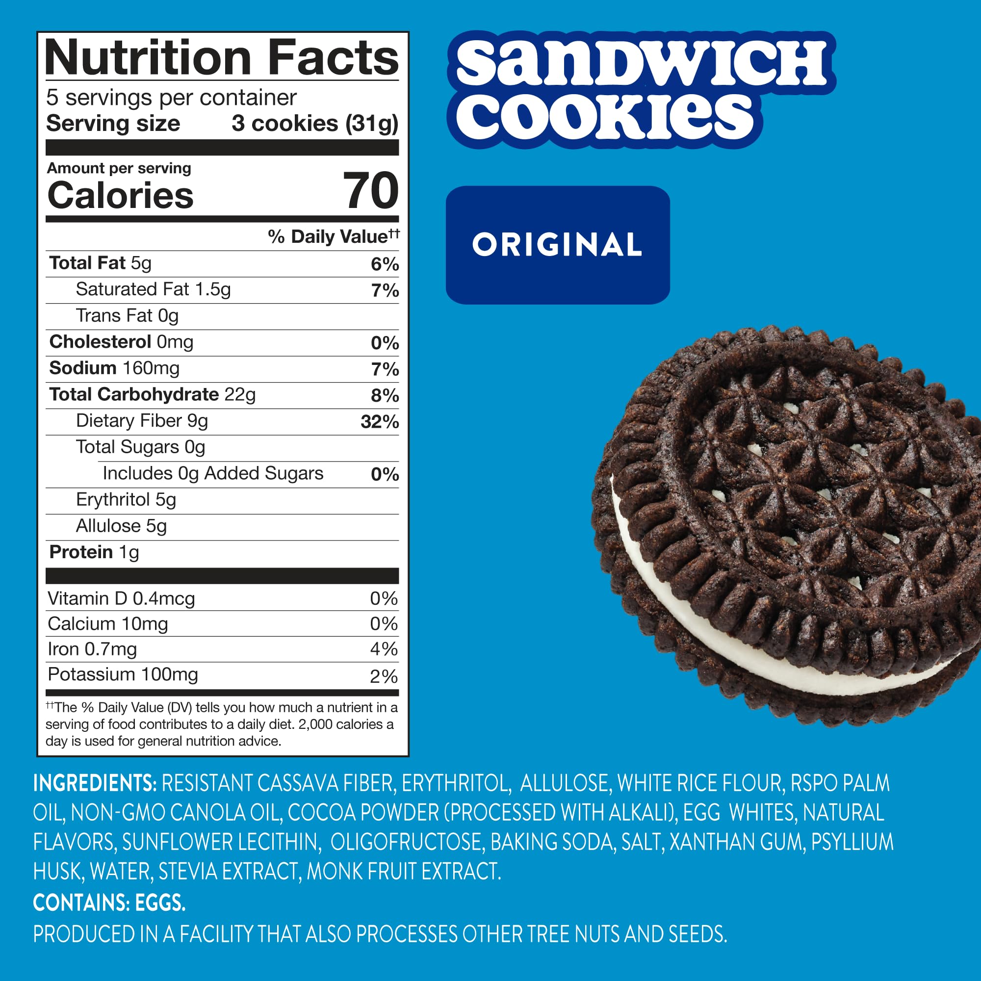 HighKey Sugar Free Sandwich Cookies closeup shows creamy filling ideal for dunking.