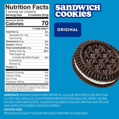 HighKey Sugar Free Sandwich Cookies closeup shows creamy filling ideal for dunking.