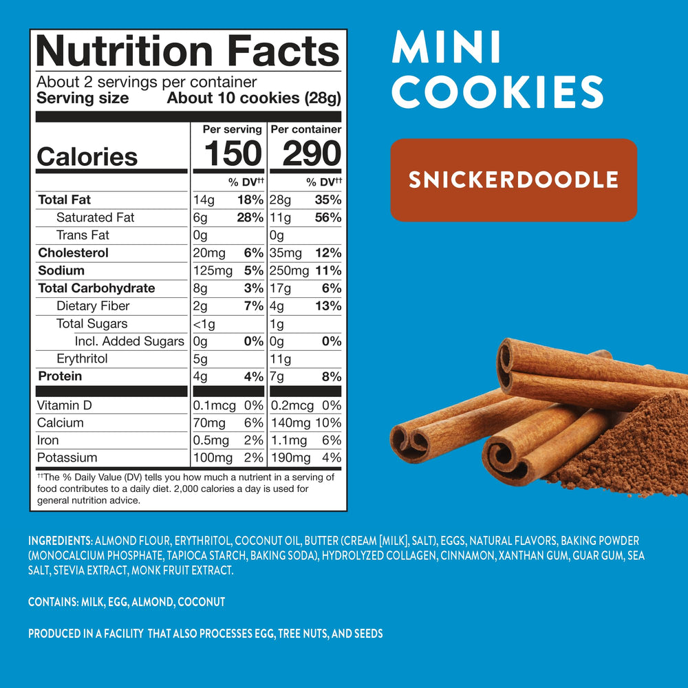 HighKey Sugar Free Cookies snickerdoodle display, sugar-free snack with keto-friendly appeal.