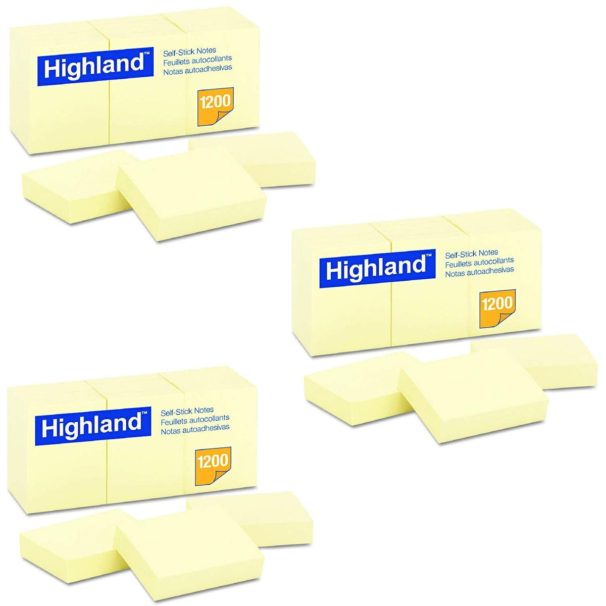 Highland 6539YW self-stick notes, 1.5 x 2 inches, yellow, ideal for quick reminders