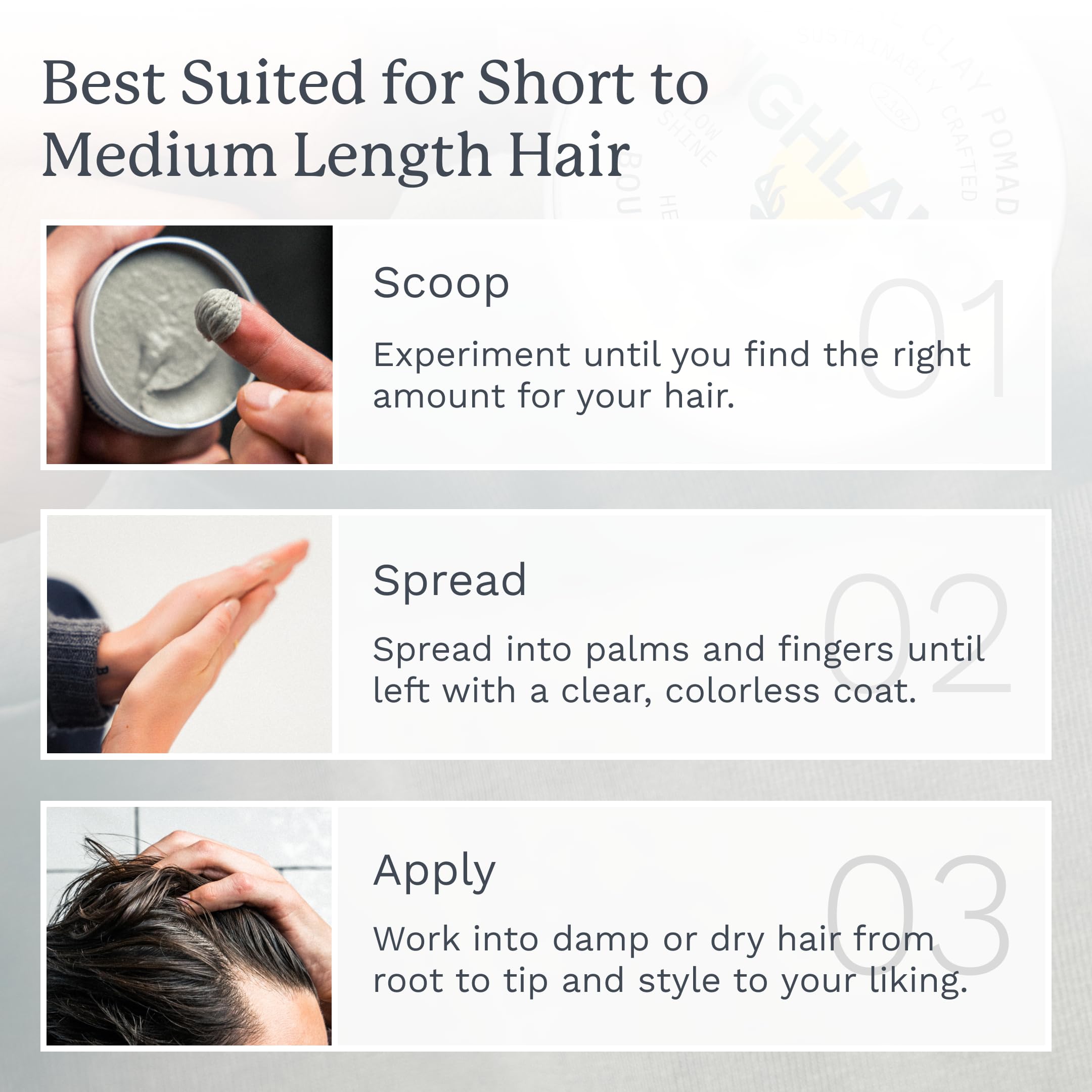 Highland Glacial pomade used by a woman for versatile styling options